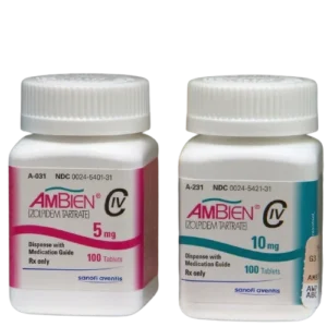 Ambien 10 mg blister pack with zolpidem tablets for sleep disorder treatment